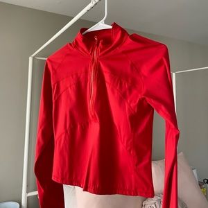 Red Athletic Cropped Quarter Zip